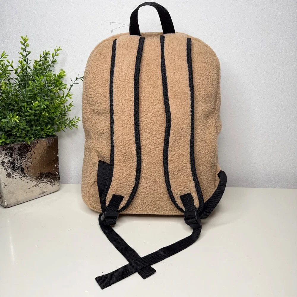 KAVU Fleece Backpack Unisex Tan Sherpa High Pile‎ Gorpcore Cabin NEW